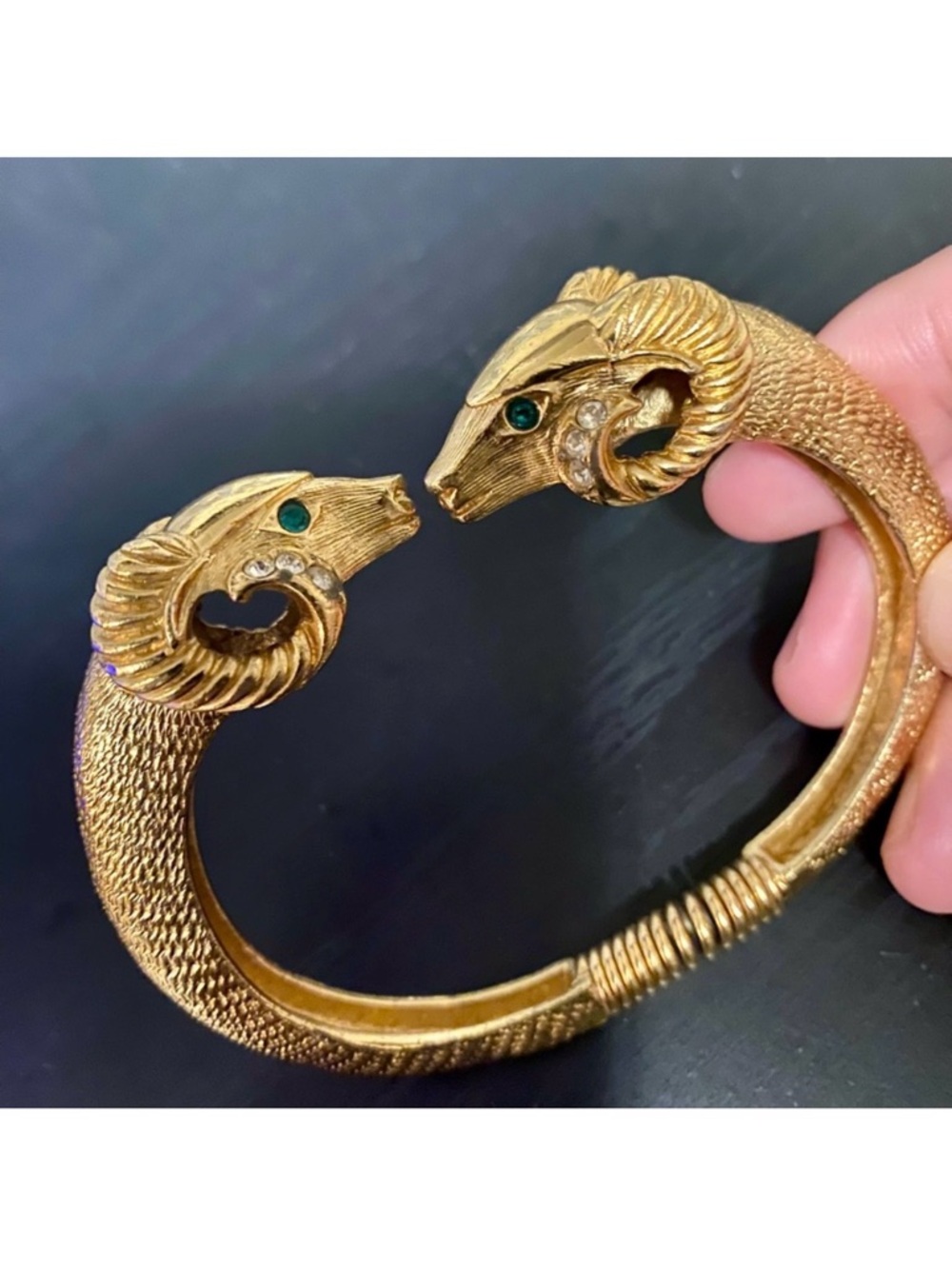 KJL Kenneth Jay Lane for Avon Ram's Head Bangle Bracelet